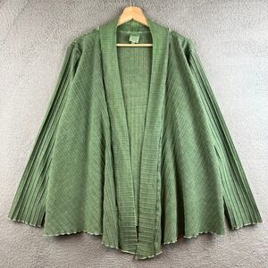 Focus Casual Lifestyle Green Ribbed Cotton Open Front Cardigan Large
